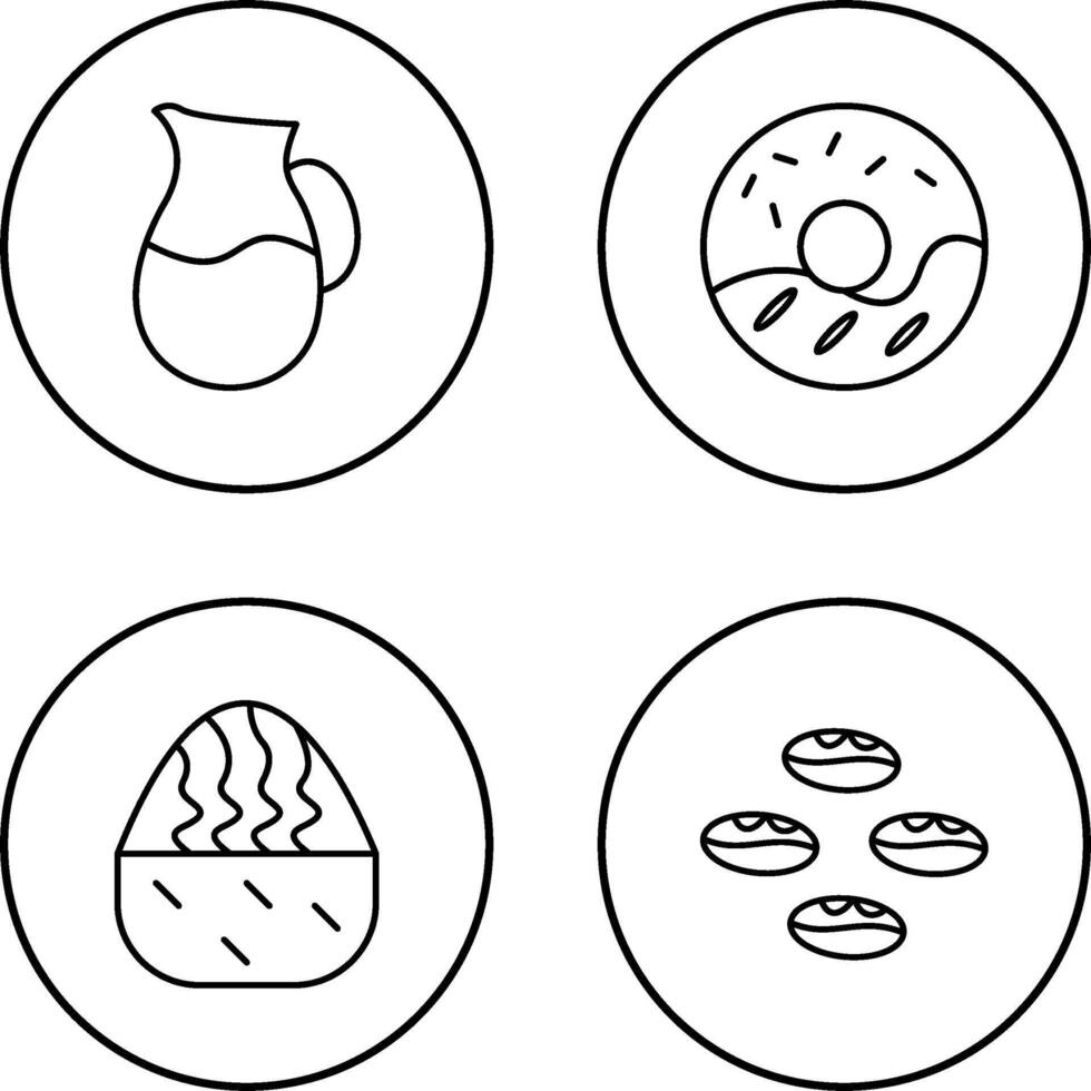 milk jug and cream doughnut Icon vector