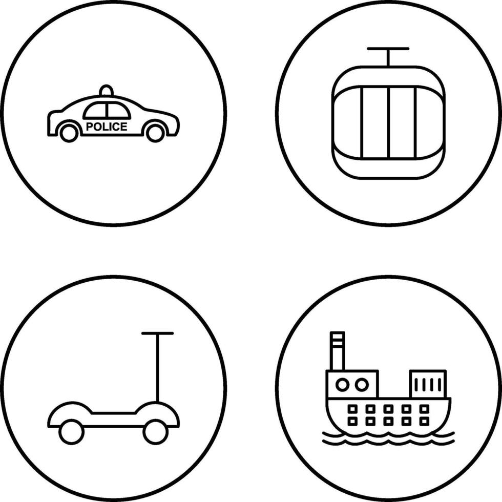 Police Car and Cable Car Icon vector