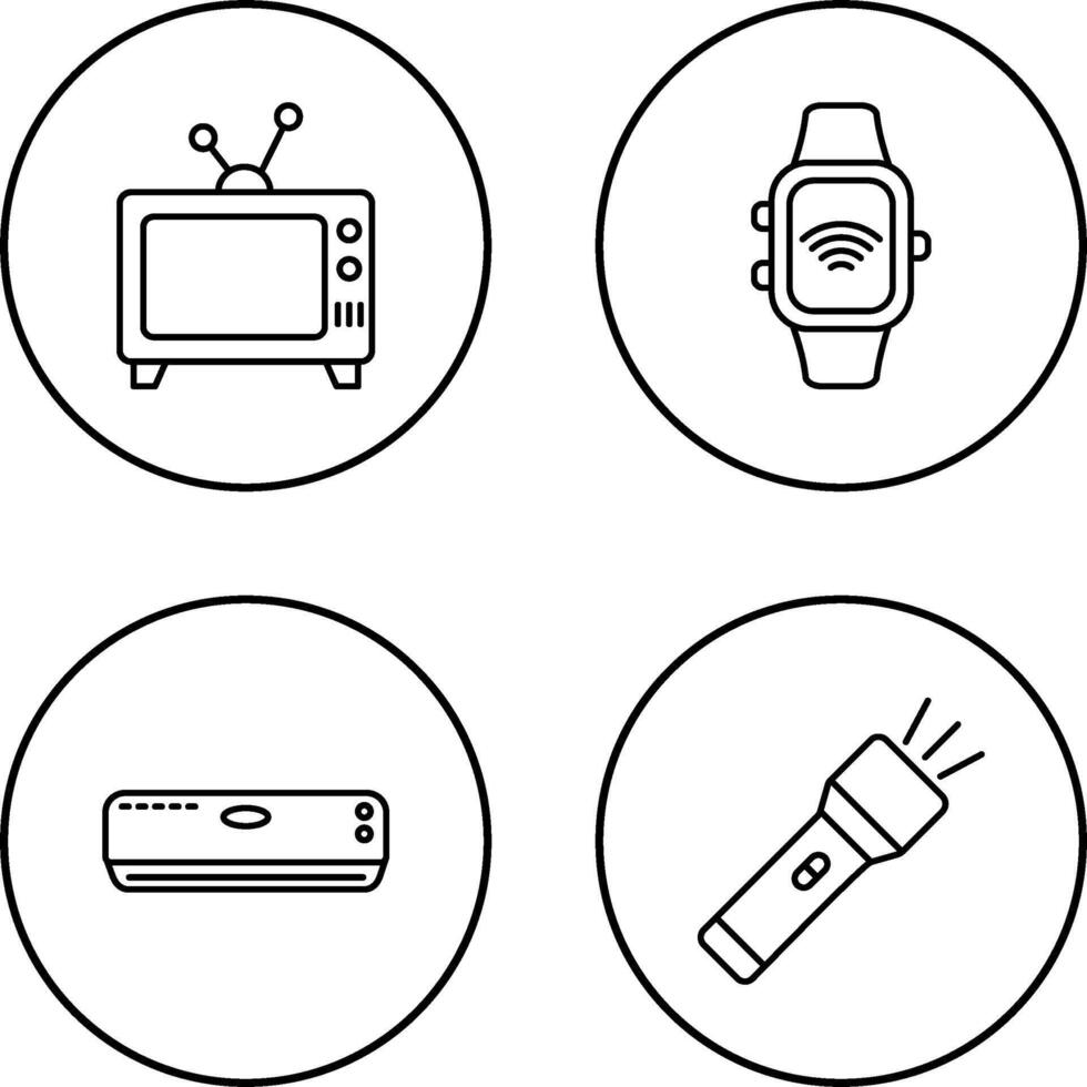 televisión y inteligente reloj icono vector