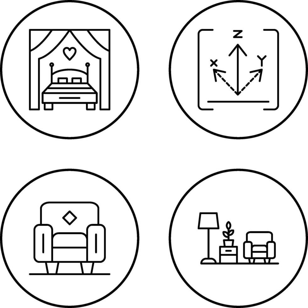 Bed and Axis Icon vector