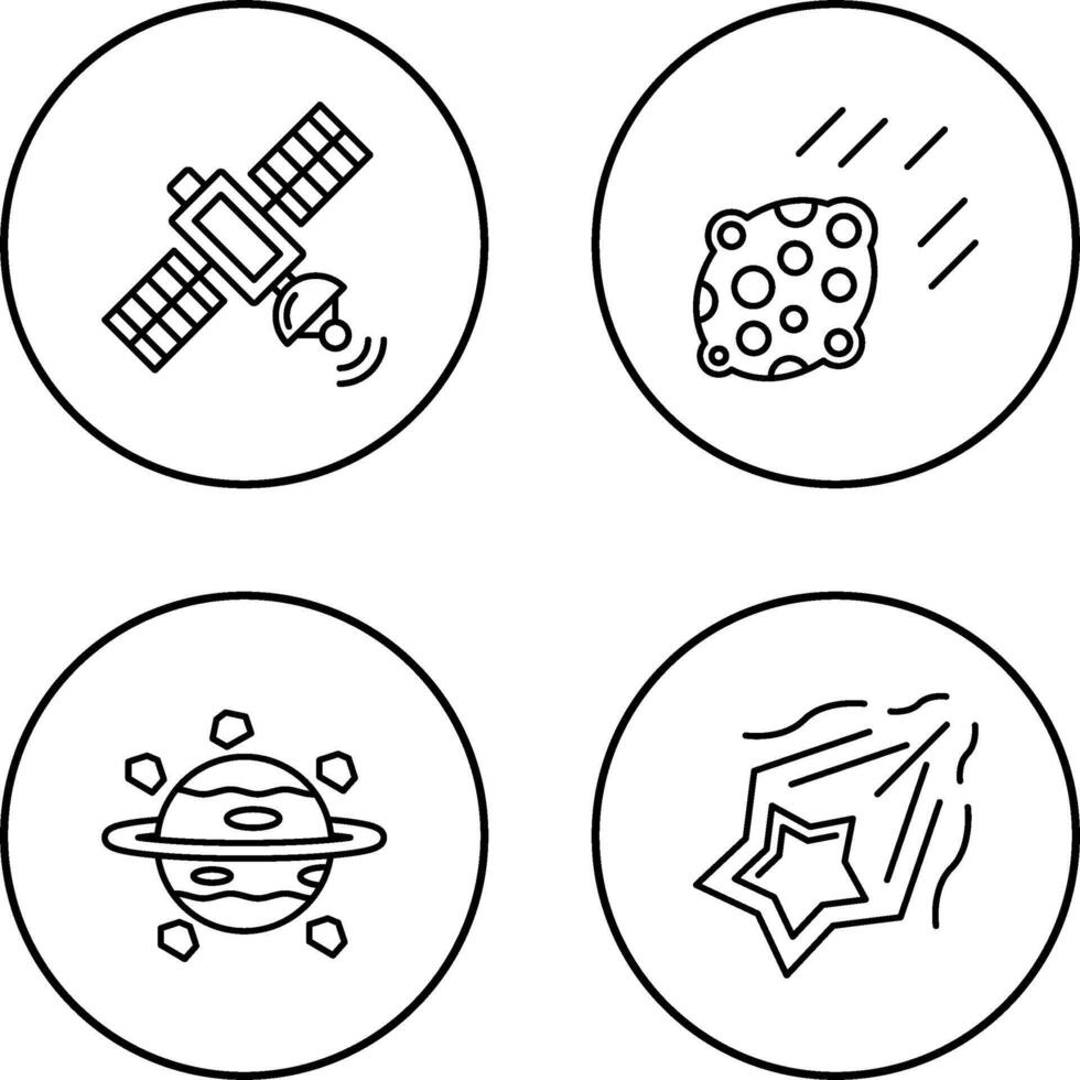 satelite and asteroid Icon vector