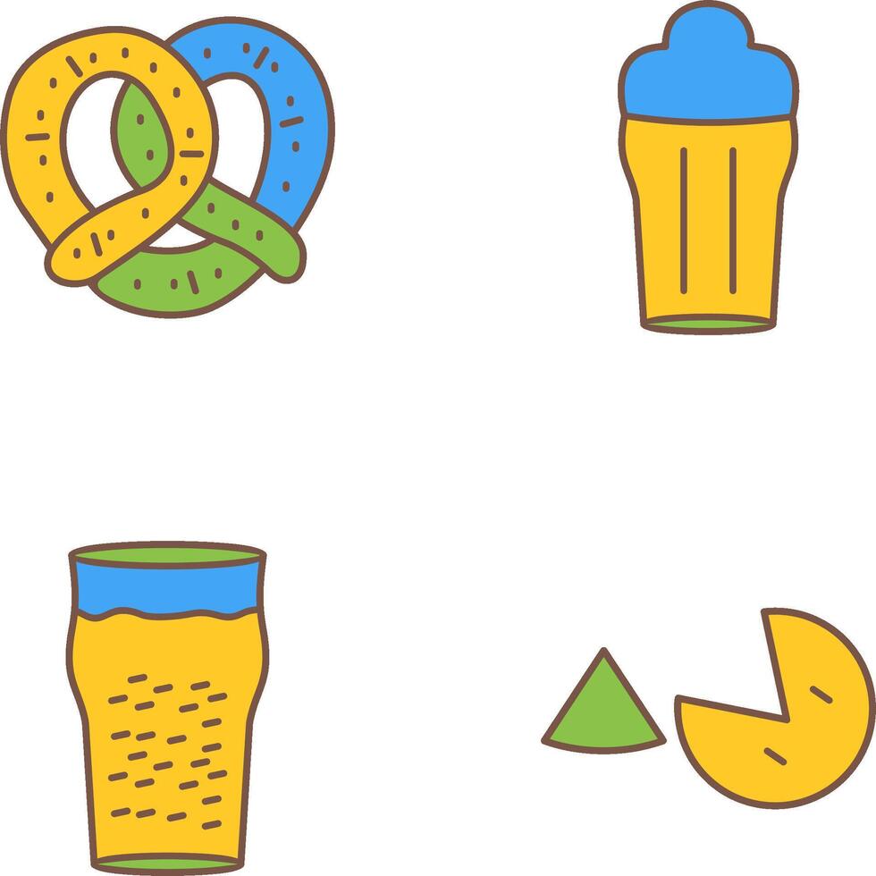 galleta salada y medio litro de cerveza icono vector