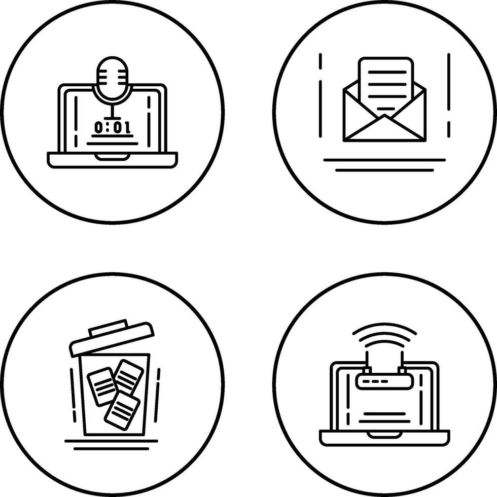Voice Recorder and Email Icon vector