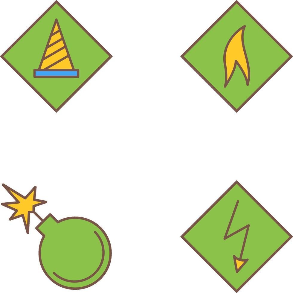 under construction and flammable material Icon vector