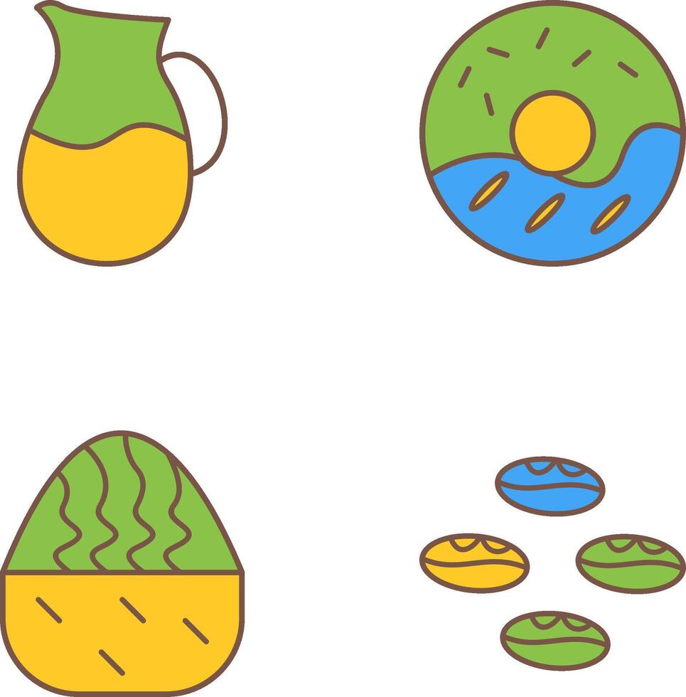 milk jug and cream doughnut Icon vector