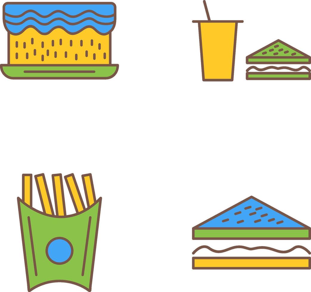 cream cake and lunch bistro Icon vector