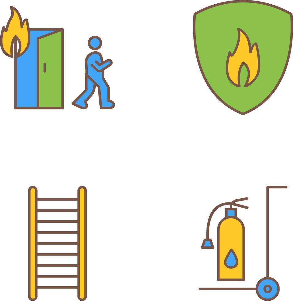 running from fire and fire shield Icon vector