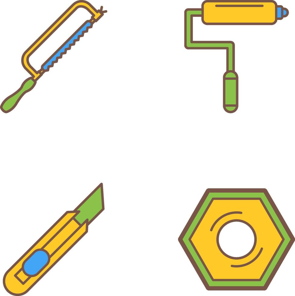 Hacksaw and Paint Roller Icon vector