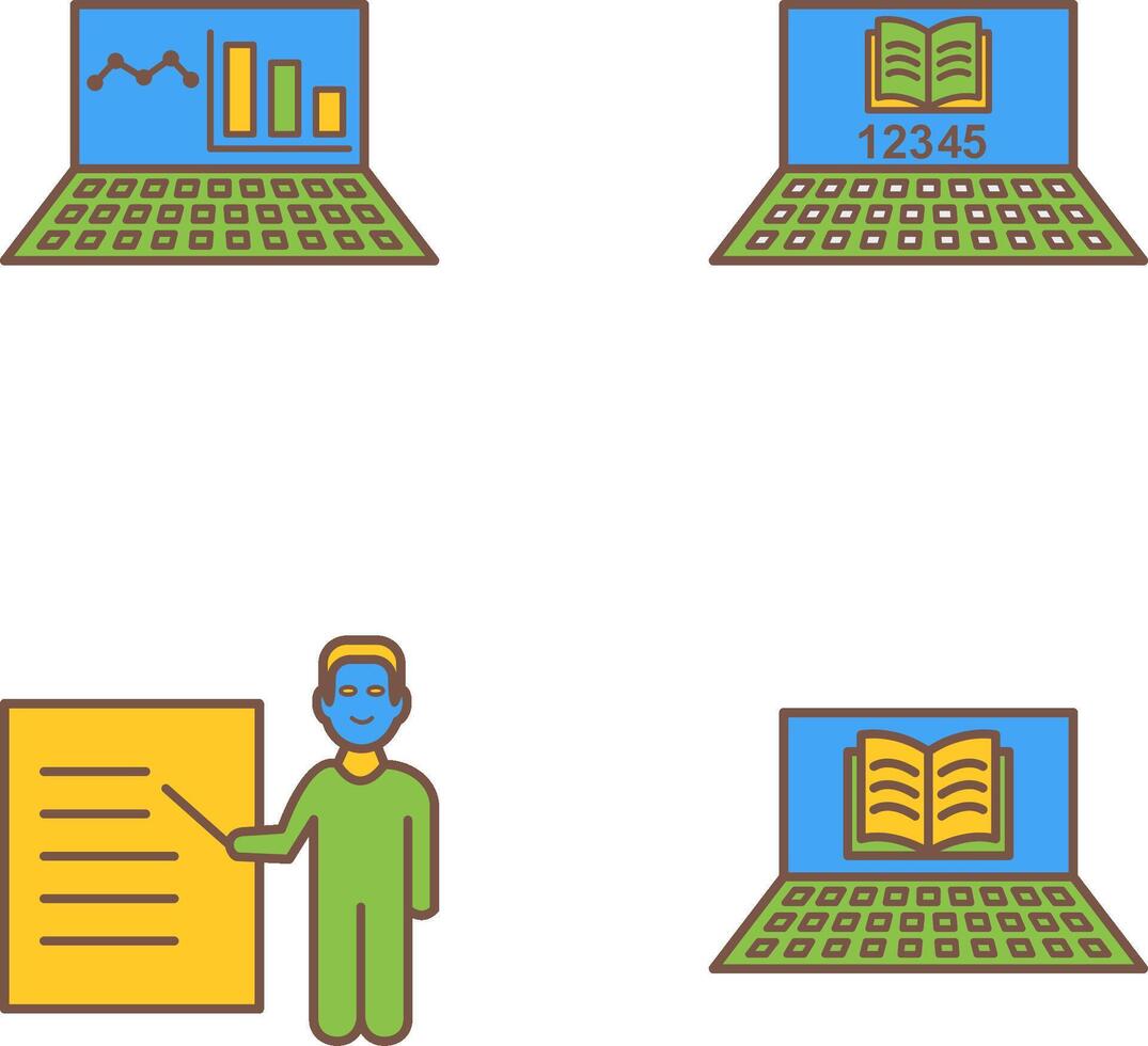 Online Stats and Online Study Icon vector