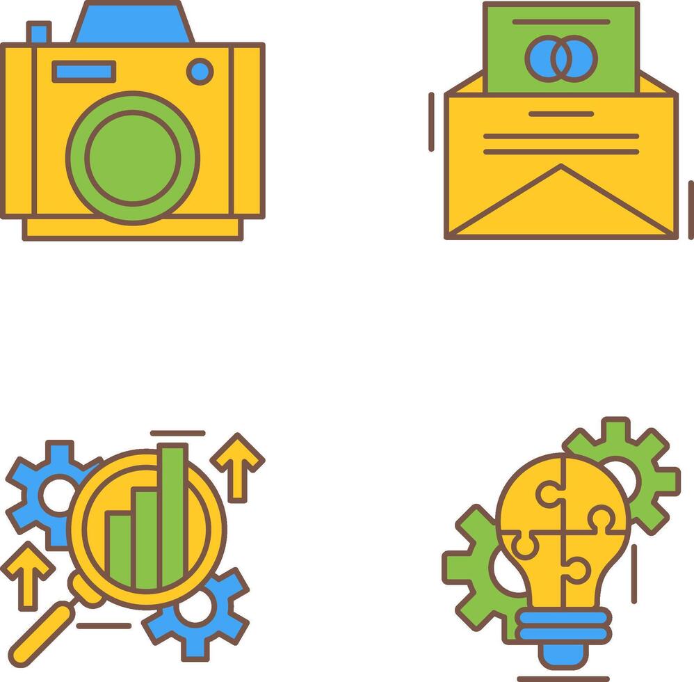 Photo Camera and Invitation Card Icon vector