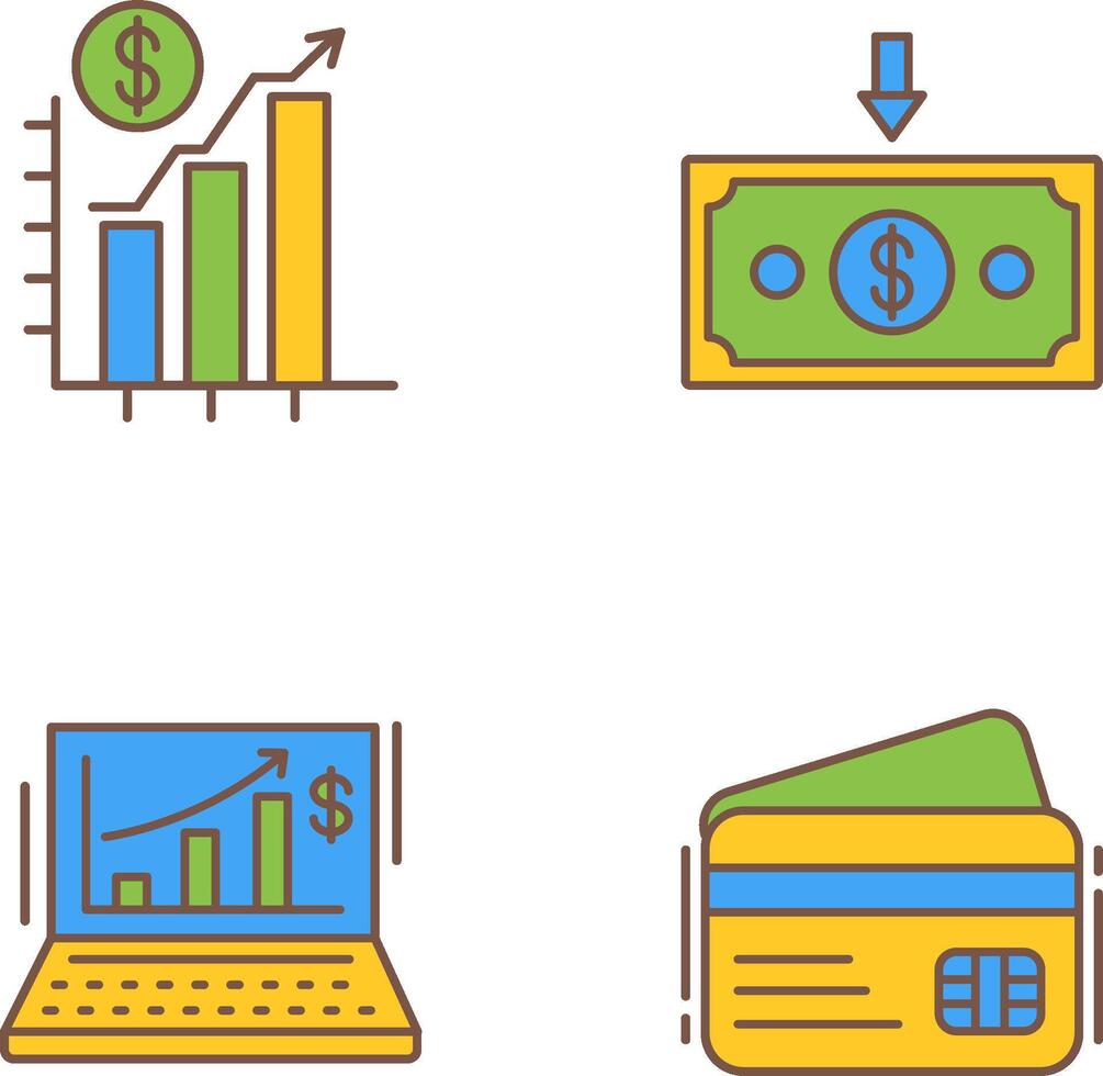 gráfico arriba y dinero abajo icono vector