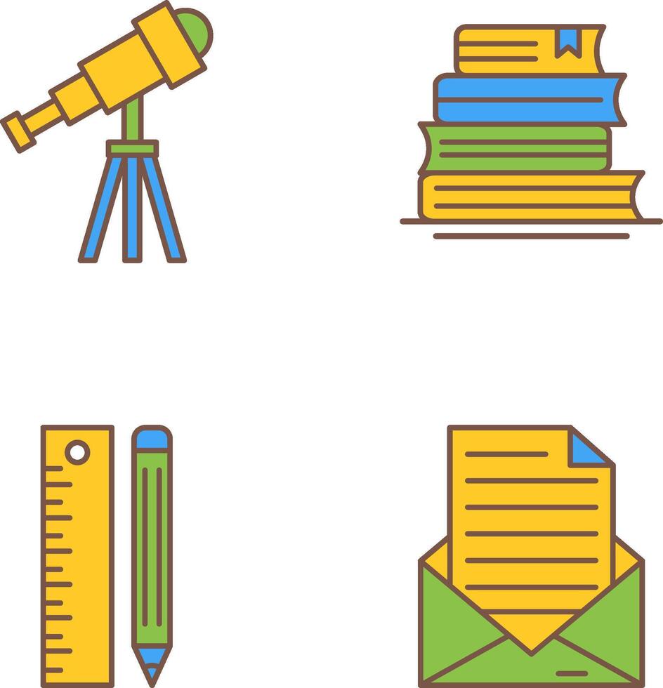 Telescope and BooksSnack and Money Icon vector