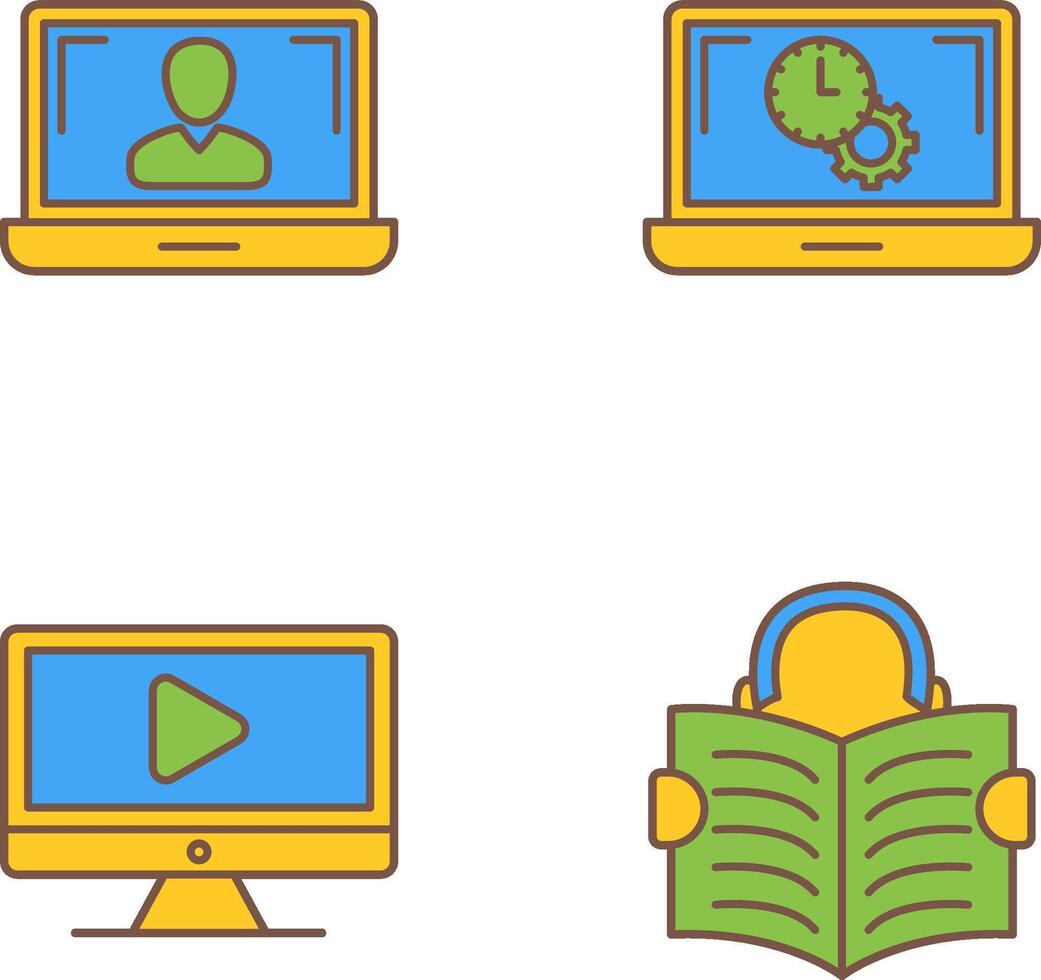 Flex Time and Online Lesson Icon vector