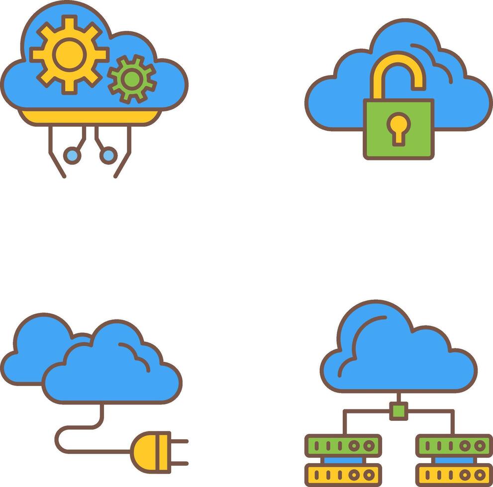 Cloud Comuting and Lock Icon vector