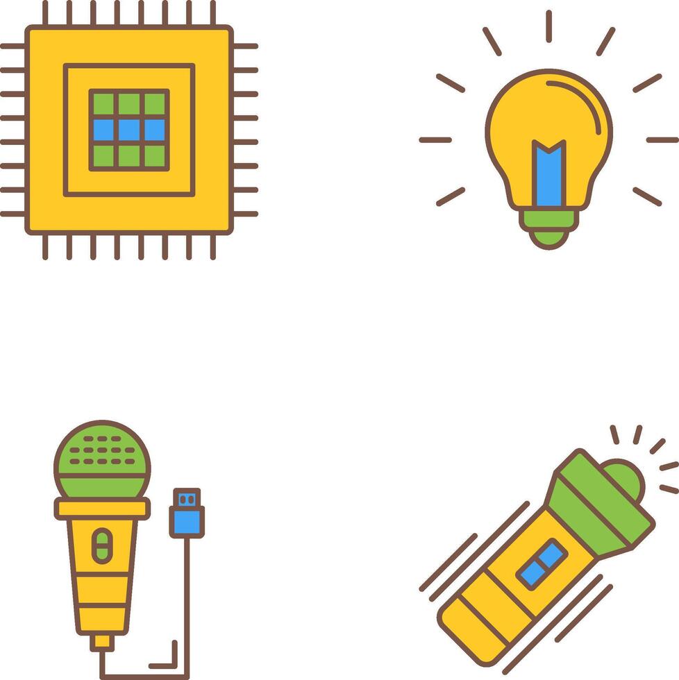 Processor and Light Bulb Icon vector