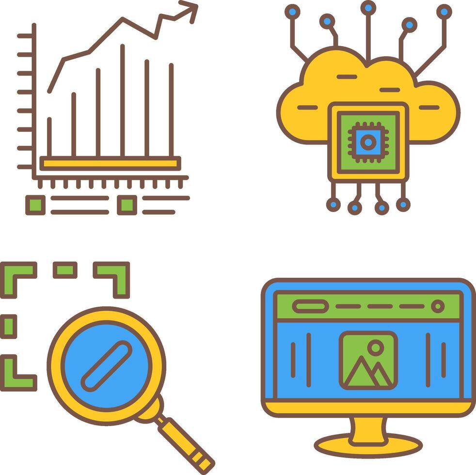 Bar Chart and Cloud Computing Icon vector