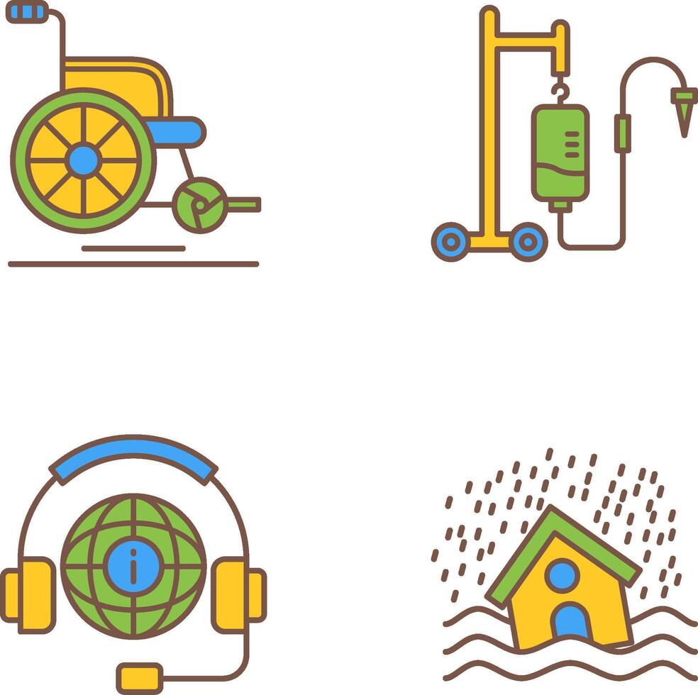 Wheel Chair and Intravenous Icon vector