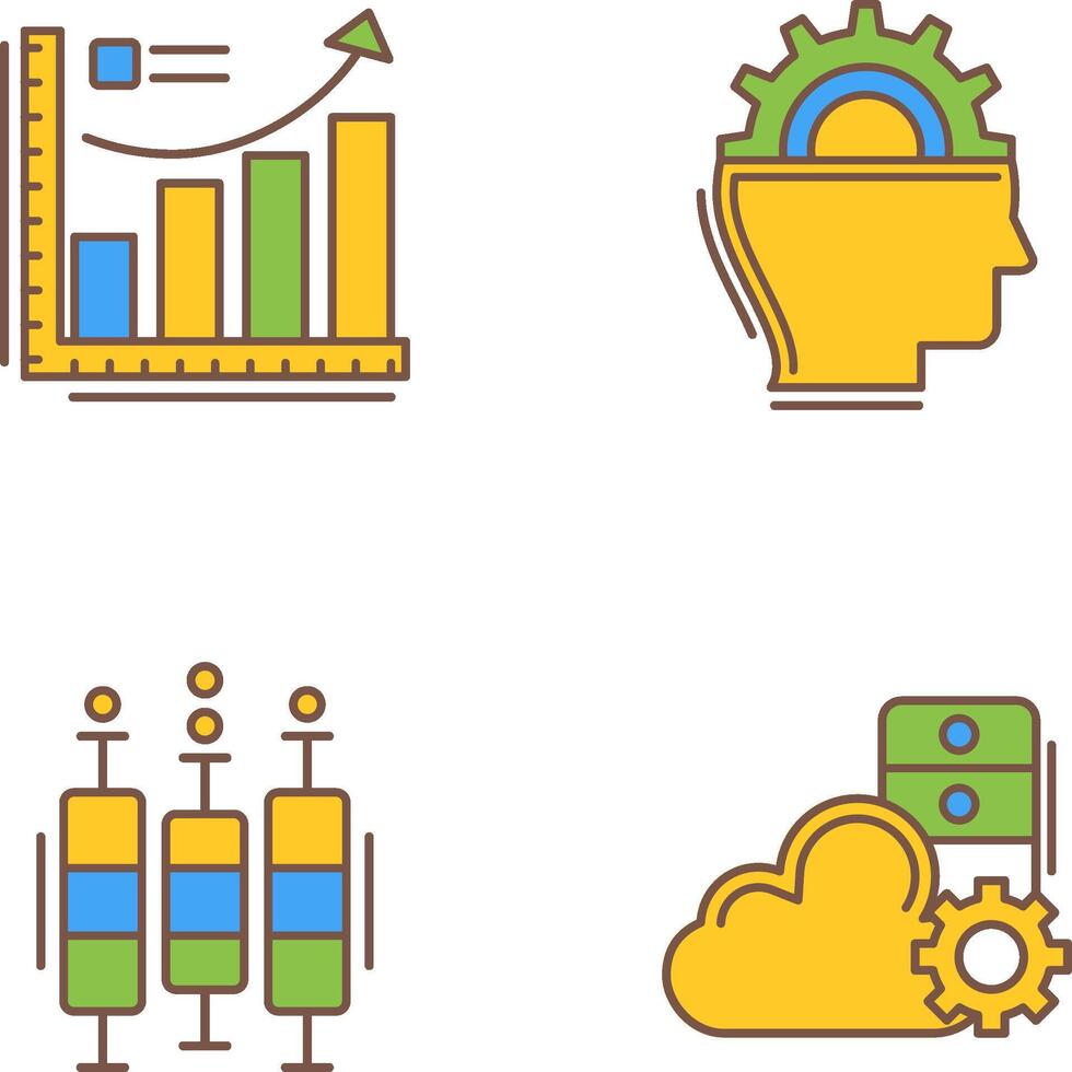 Growth Chart and Machine Learning Icon vector
