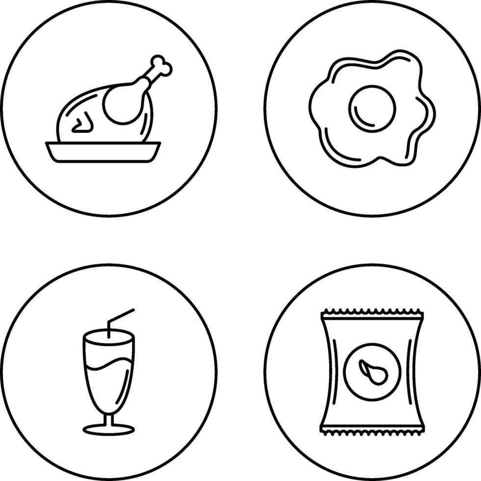 Chicken leg and Fried egg Icon vector