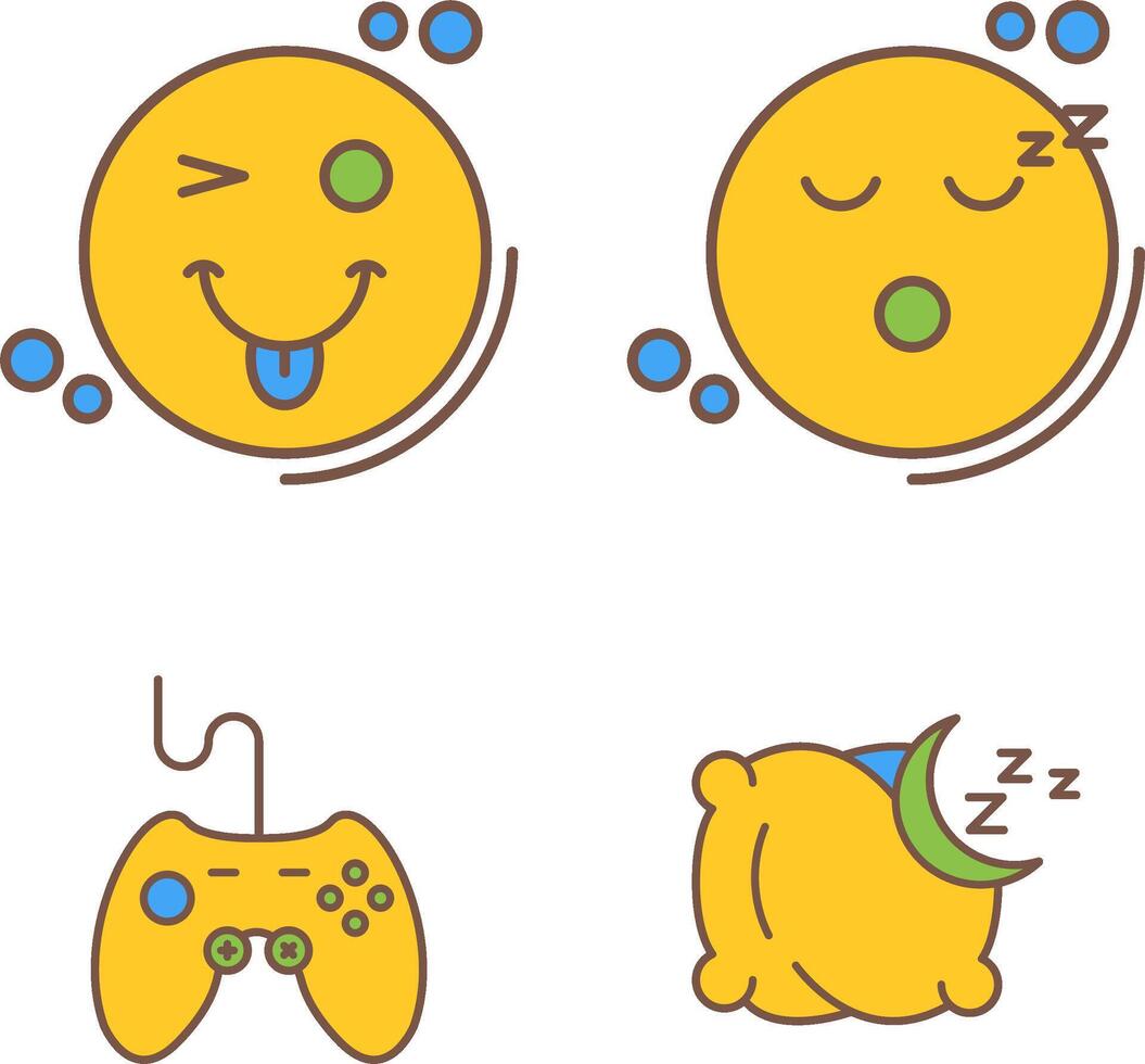 Tongue Out and Sleep Icon vector
