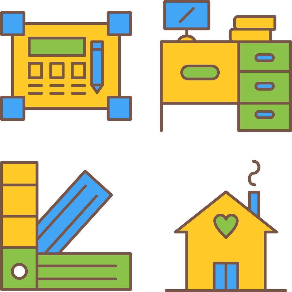 Blueprint and Desk Icon vector