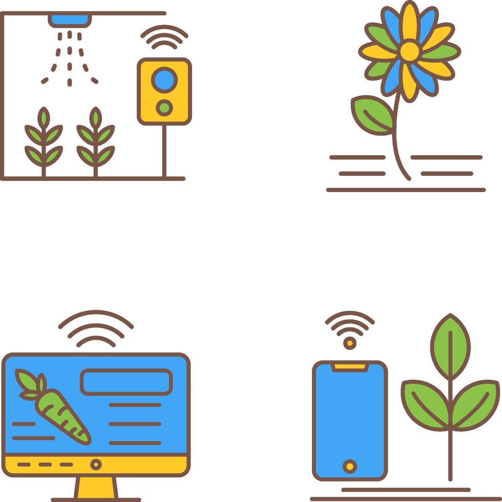 Smart Farm and Flowers Icon vector
