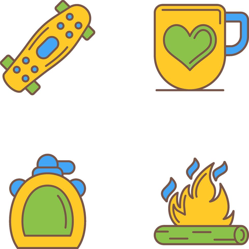 Skateboard and Mug Icon vector