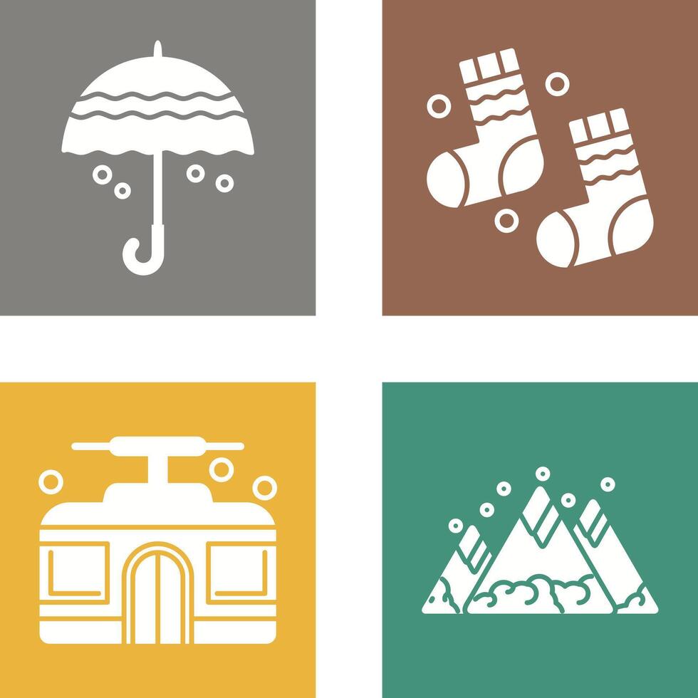 Umbrella and Winter Socks Icon vector