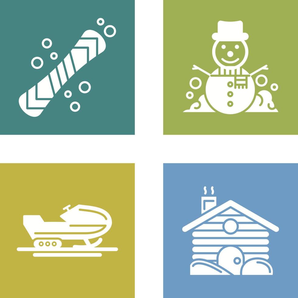 Snowboard and Snowman Icon vector