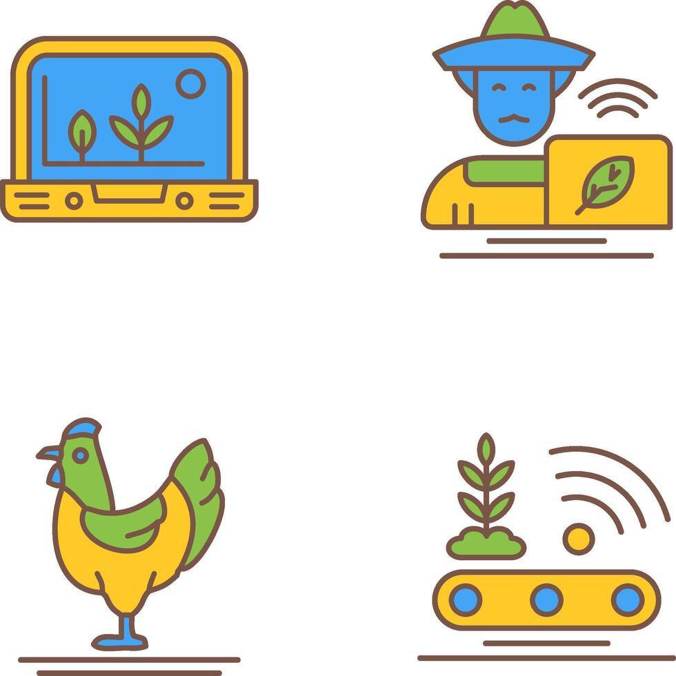 Smart Farm and Farmer Icon vector