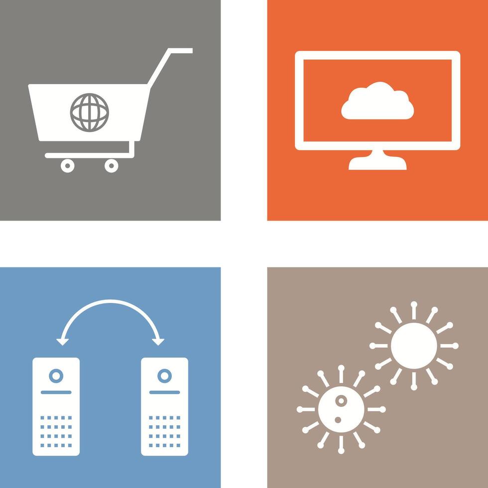 global shopping and cloud sysytem Icon vector