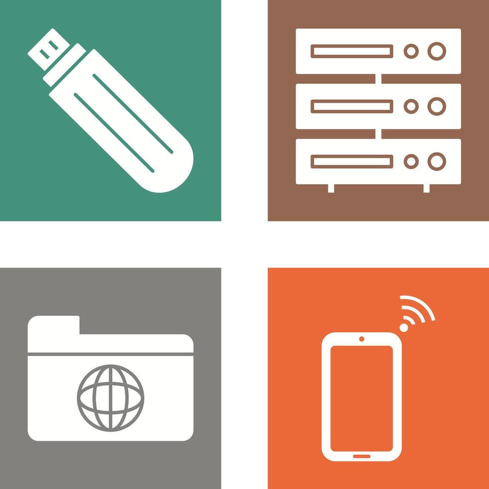 usb drive and server Icon vector