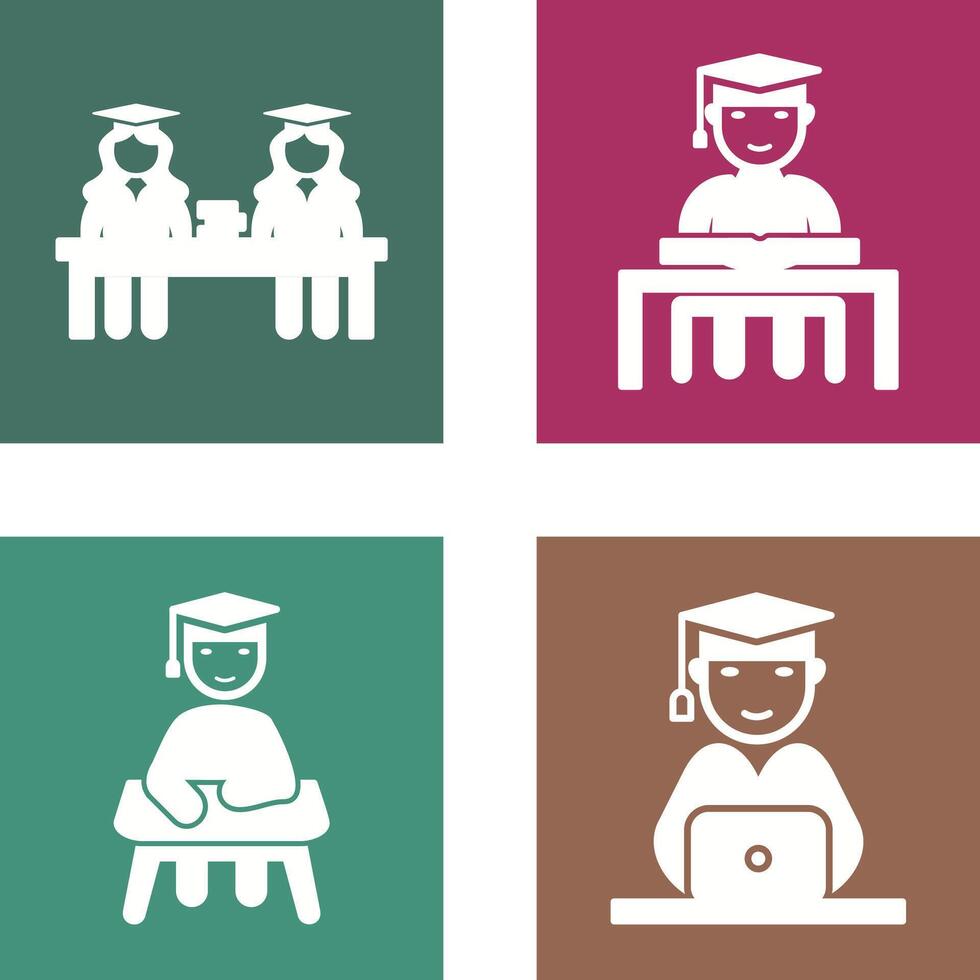 Combined Study and Studying on Desk Icon vector
