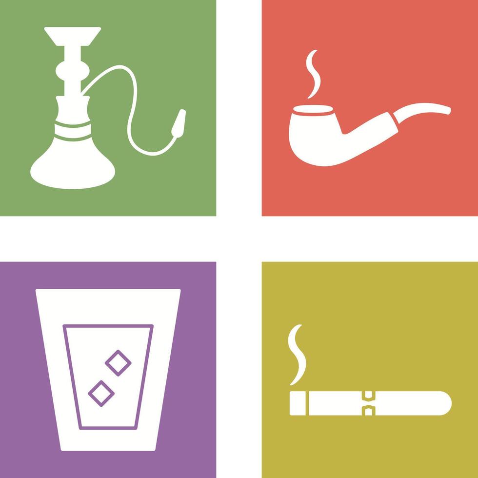 hookah and lit smoking pipe Icon vector