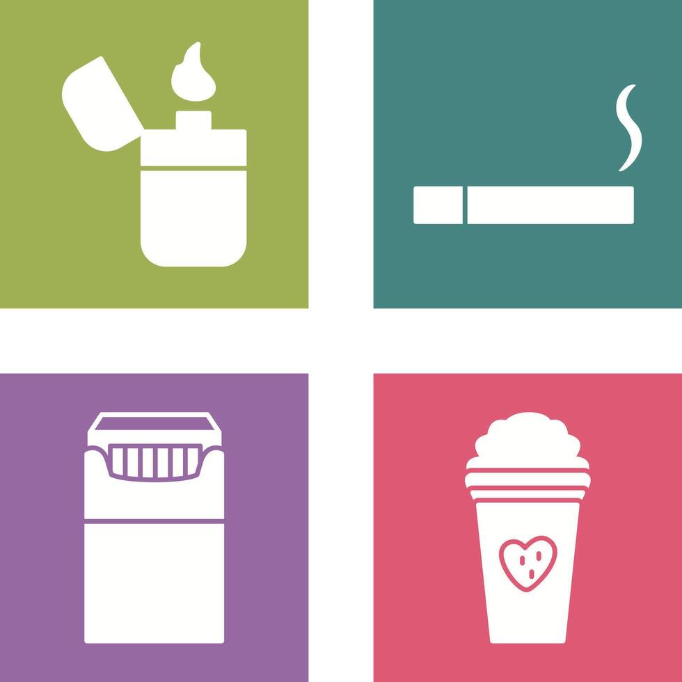 lighter and lit cigarette Icon vector