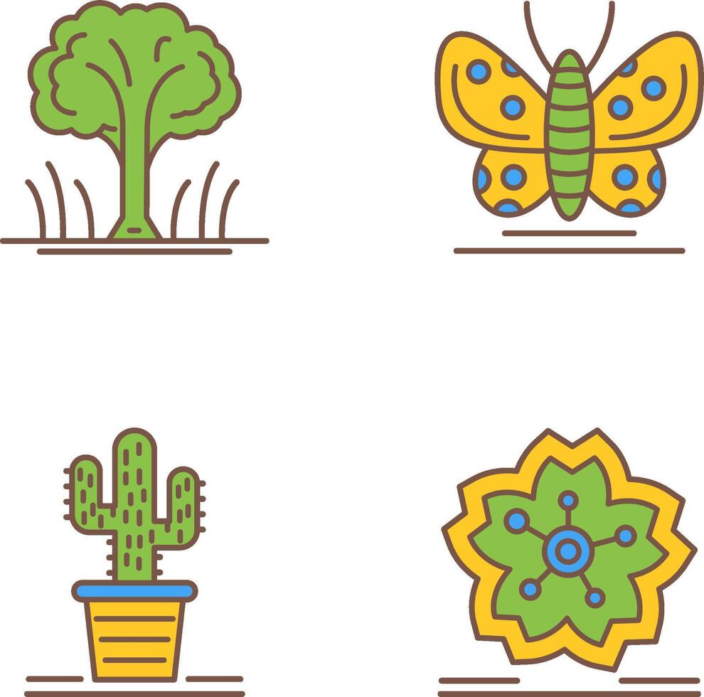 Tree and Butterfly Icon vector