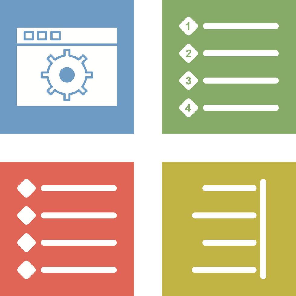 settings and numbered lists Icon vector