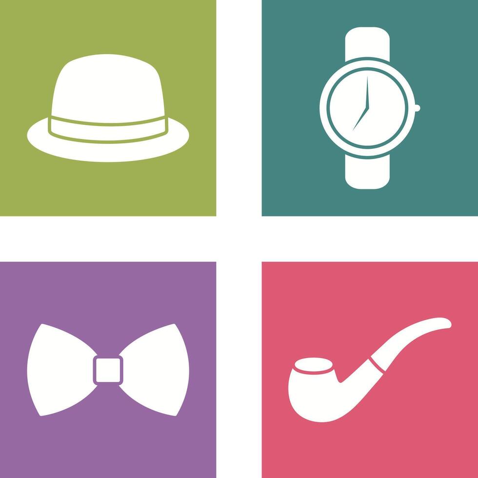 sombrero y reloj icono vector