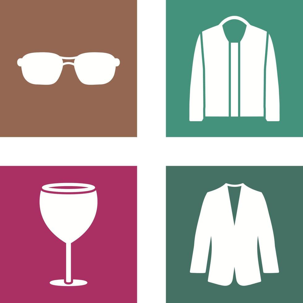 lentes y chaqueta icono vector