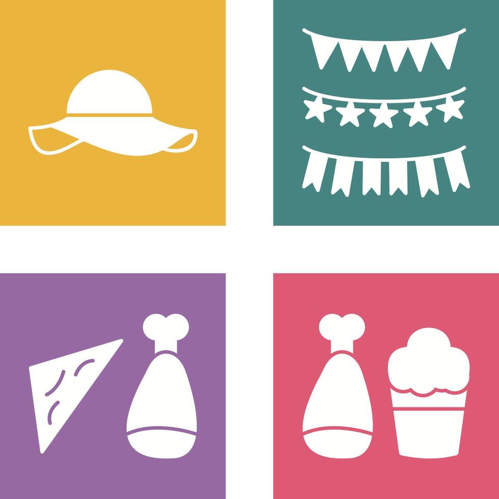 Garlands and Woman Hat Icon vector