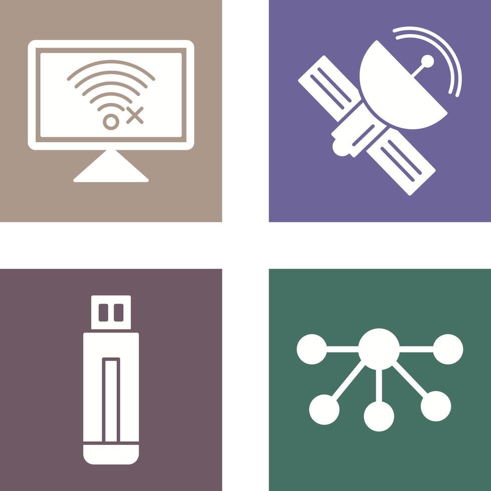 Disconnected Network and Satellite Icon vector