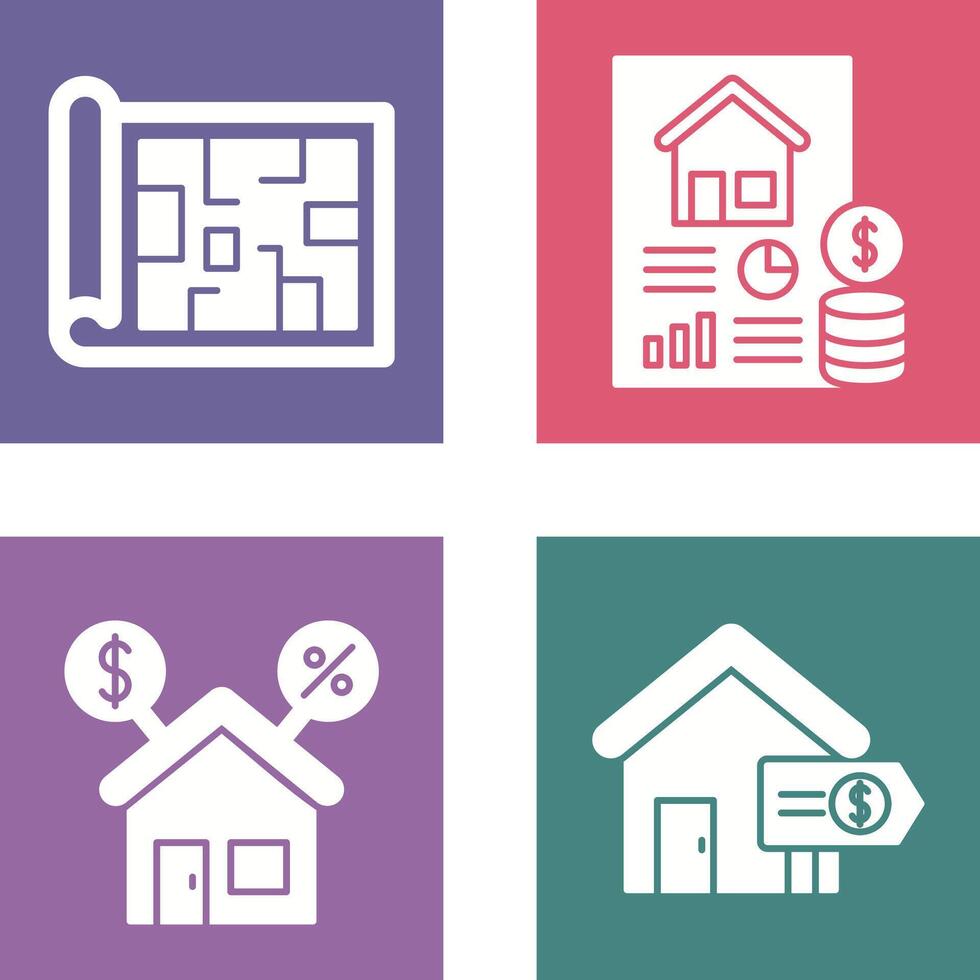 Blueprint and loan Icon vector