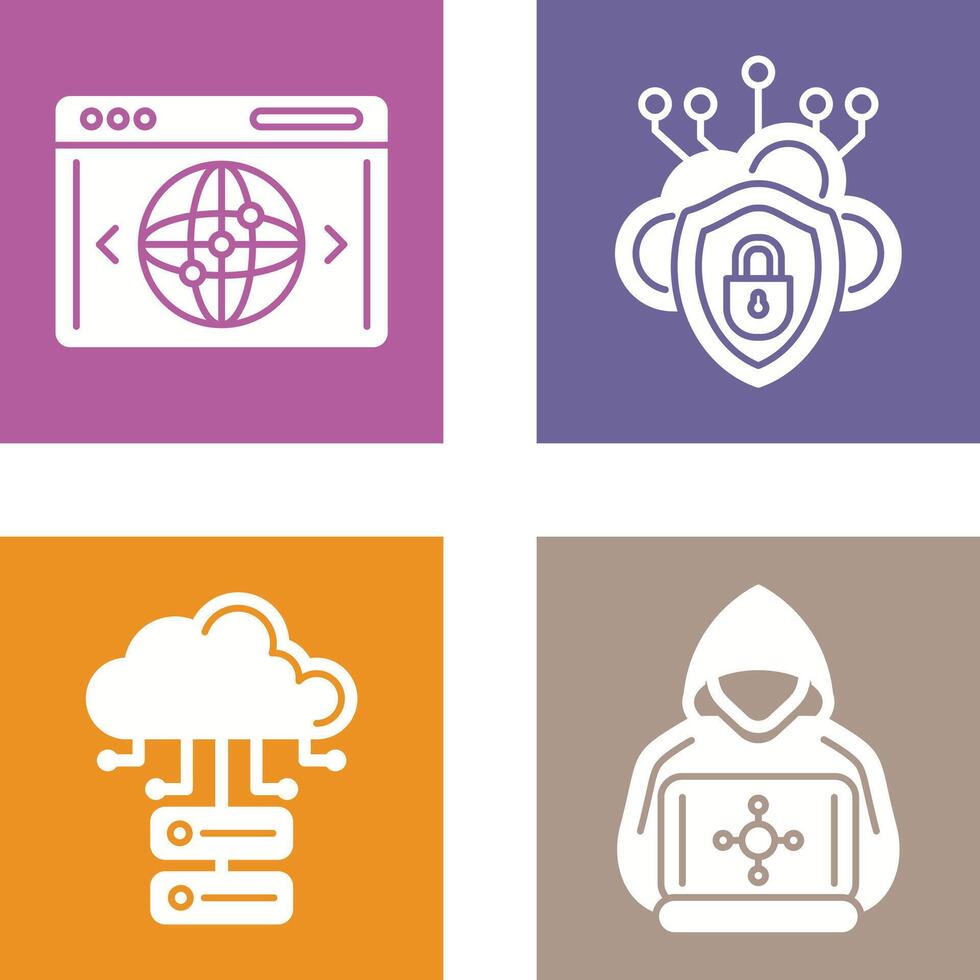 Cloud Security and Website Icon vector