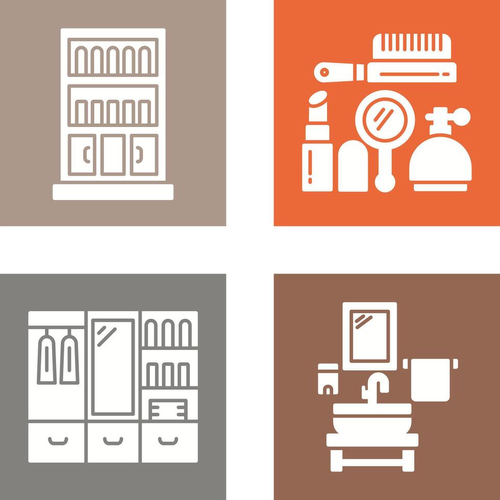 Book Shelf and Makeup Icon vector
