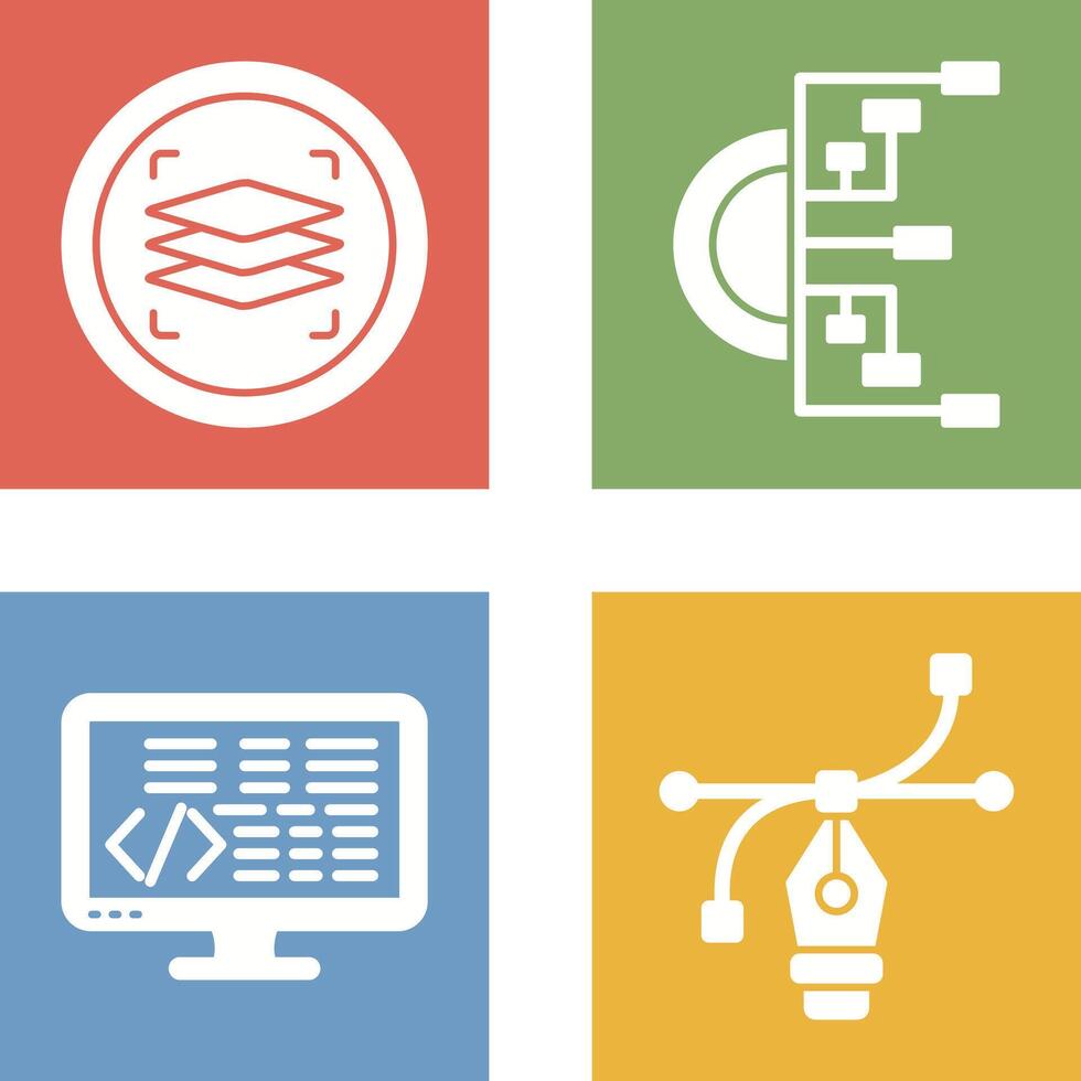 Layers and Flowchart Icon vector