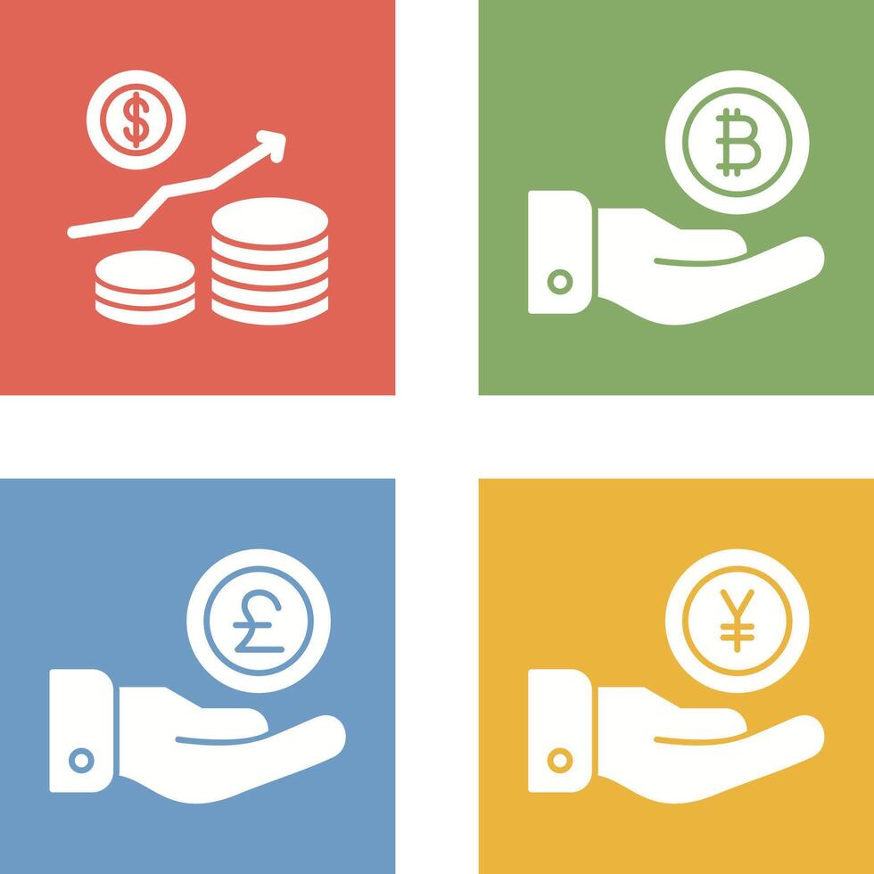 Money Growth and Bitcoin Icon vector