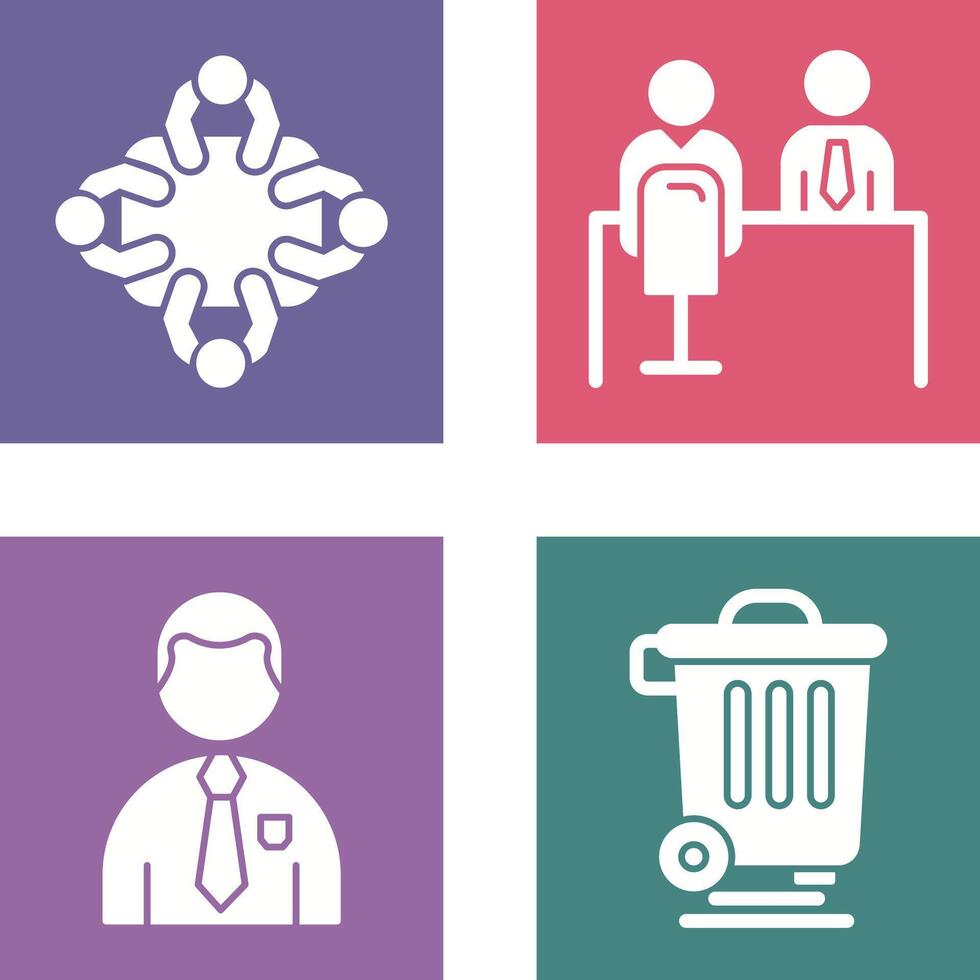 Staff Meeting and Employee Interview Icon vector