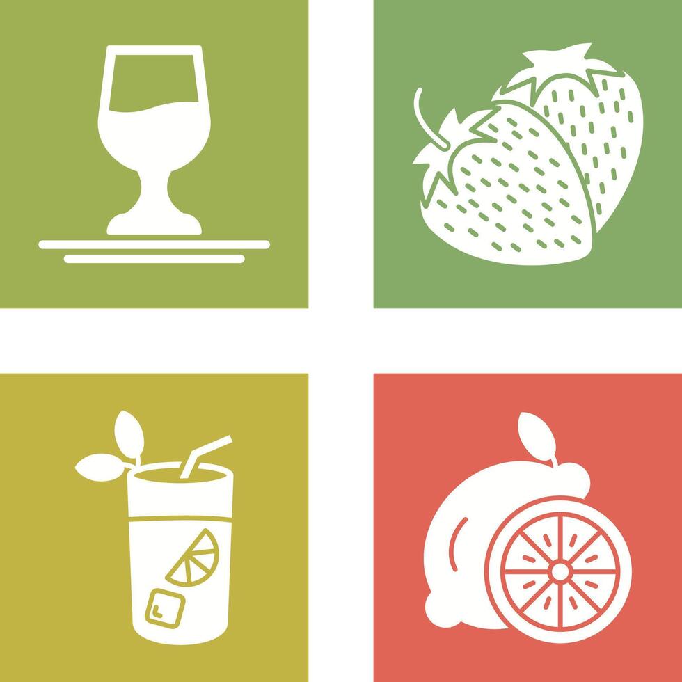 Wine and Strawberry Icon vector