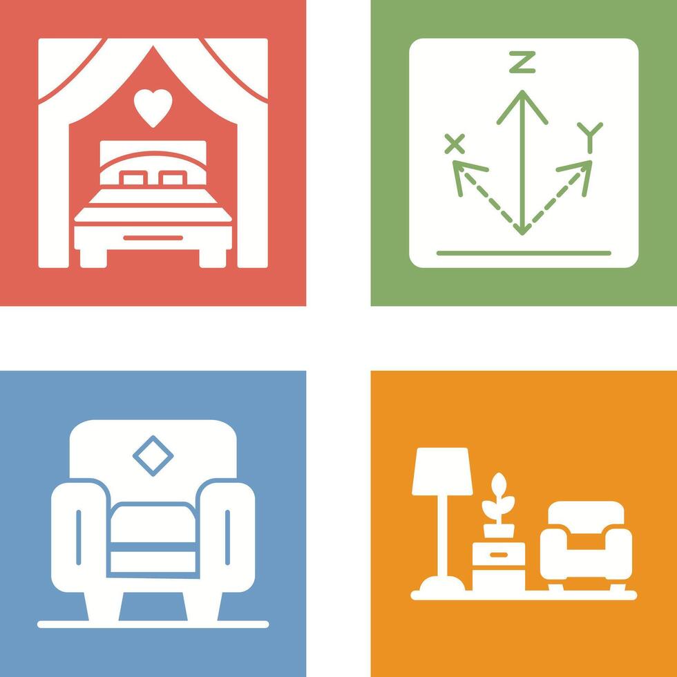 Bed and Axis Icon vector