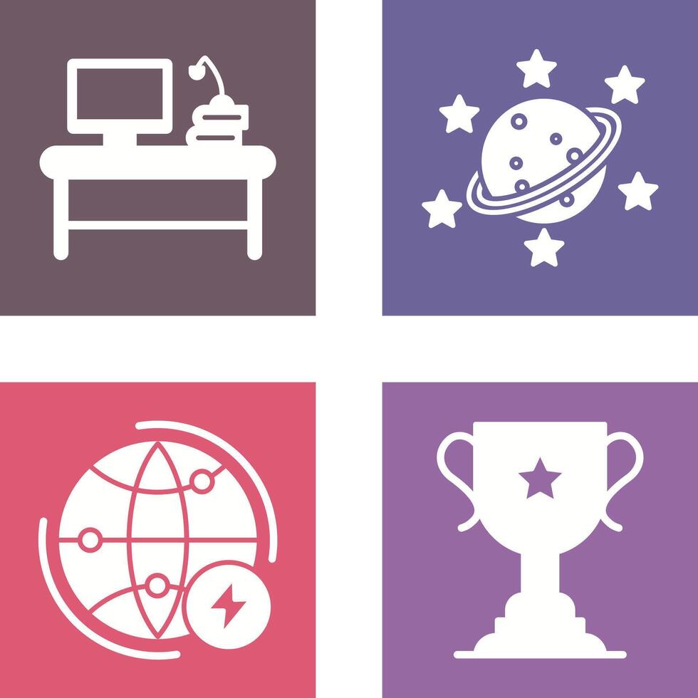 Desktop and Saturn Icon vector